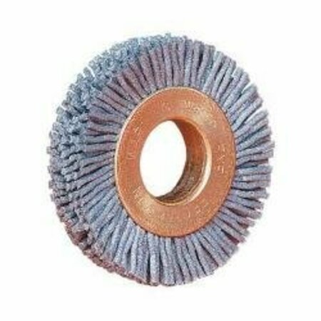 NYLOX Burr-Rx Wheel Brush, Small Diameter, 2 in Brush Dia, 3/8 in Face W, 1/2 in Arbor Hole, Crimped/Round 17533